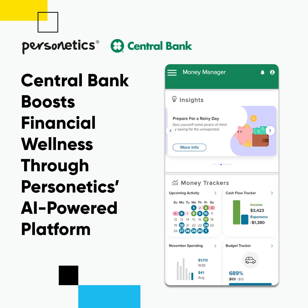 Central Bank Boosts Financial Wellness for Customers Through Personetics 
