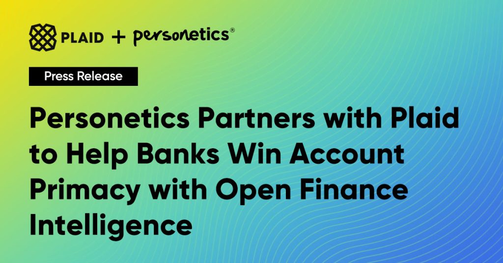 Personetics Partners with Plaid to Help Banks